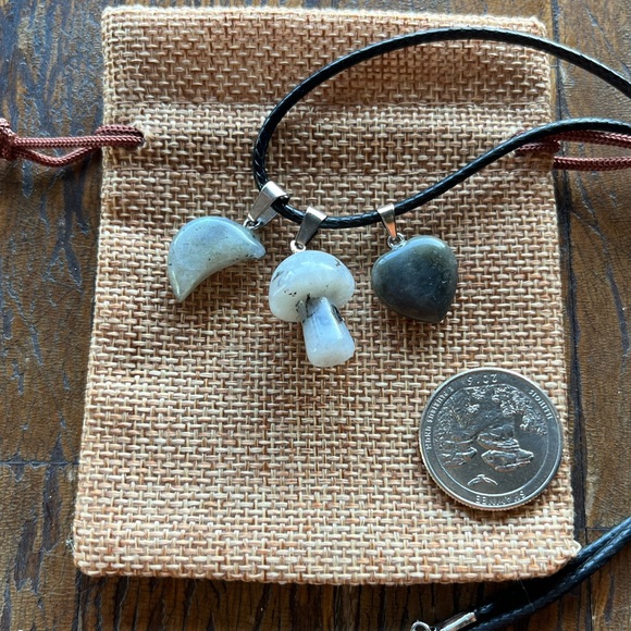 Bundle Labradorite pendants Labradorite Necklaces Crystal Mushroom Necklace - Picture 3 of 3